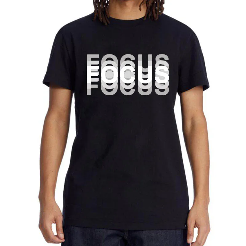Summer Men's Cotton Blend High Quality Casual Sports Loose Oversized Funny Focus Print Round Neck Short Sleeved T-shirt Tops