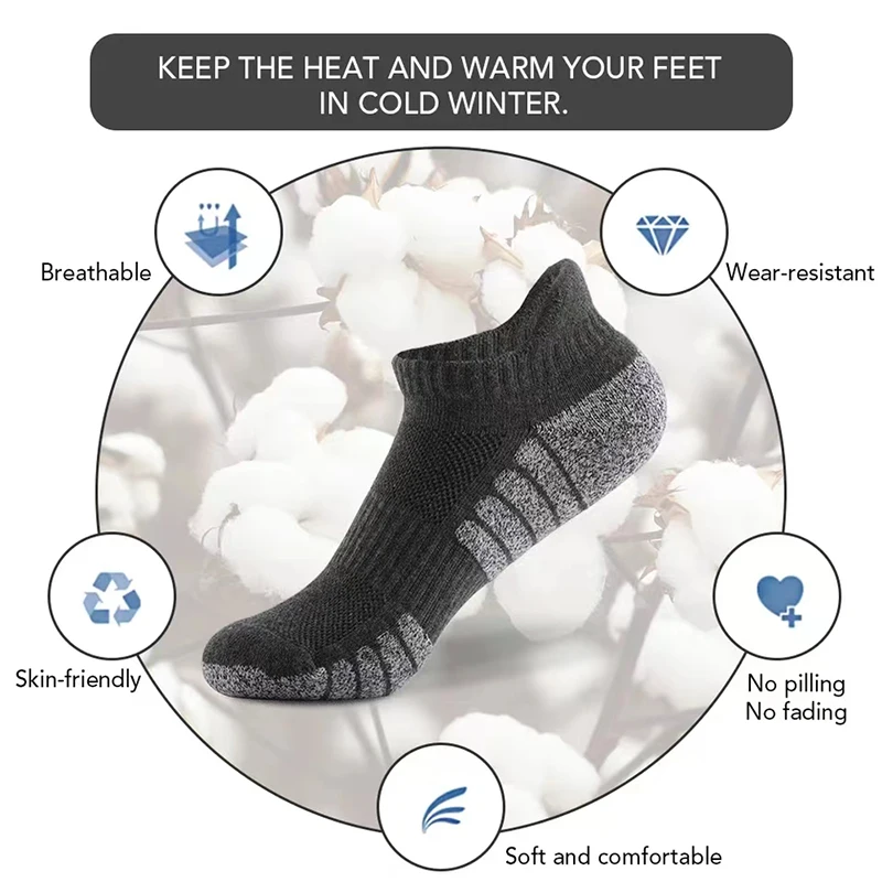 3/6 Pairs Sport Ankle Socks Athletic Low-cut Sock Thick Knit Sock Outdoor Fitness Breathable Quick Dry Wear-resistant Warm Socks