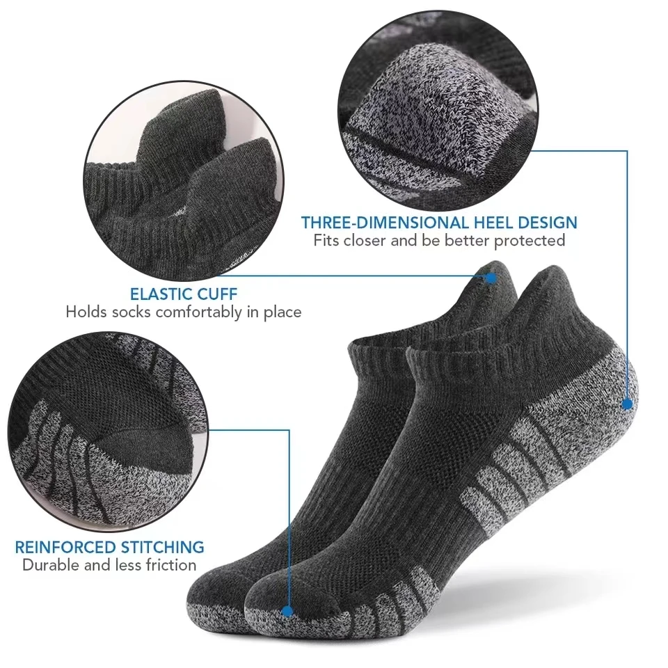 3/6 Pairs Sport Ankle Socks Athletic Low-cut Sock Thick Knit Sock Outdoor Fitness Breathable Quick Dry Wear-resistant Warm Socks