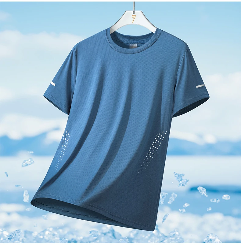CHRLCK Men's Running Quick Drying T-shirts Breathable Hiking Fishing Tees Soft Elasticity Outdoor Sports Short Shirt Summer