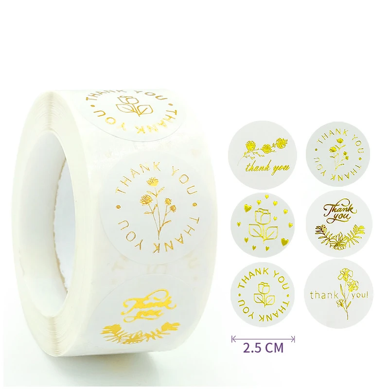 100-500Pcs Gold Foil Thank You Stickers for Gift Card Box Package Party Wrapping Decorate Baking Food Small Business 1Inch/2.5CM