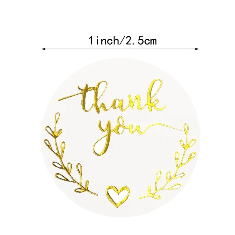 100-500Pcs Gold Foil Thank You Stickers for Gift Card Box Package Party Wrapping Decorate Baking Food Small Business 1Inch/2.5CM