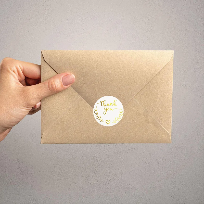 100-500Pcs Gold Foil Thank You Stickers for Gift Card Box Package Party Wrapping Decorate Baking Food Small Business 1Inch/2.5CM