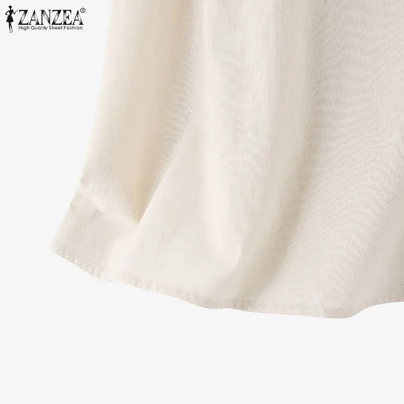 ZANZEA Summer Tanks Tops Women Square Neck Sleeveless Blouse Elegant Cotton Shirt Casual Solid Holiday Beach Blusas Female Tunic