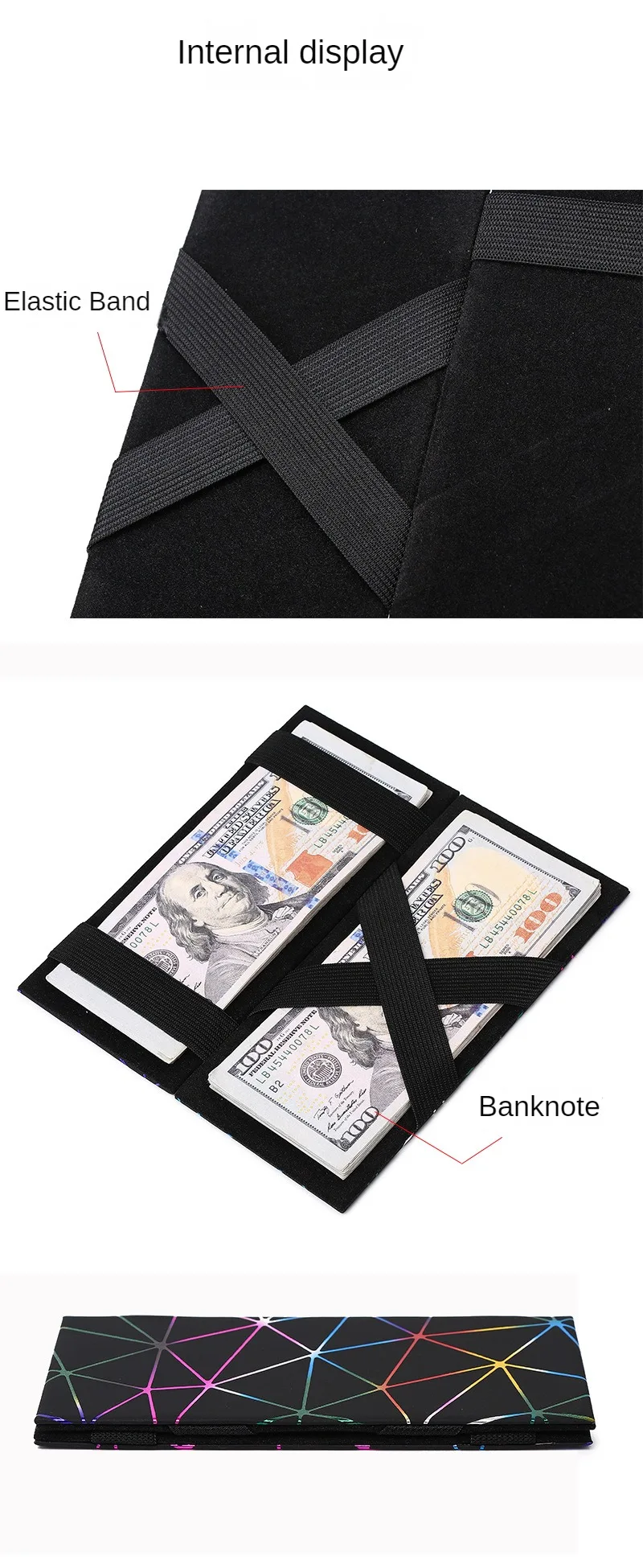 Creative New Long PU Wallet Card Holder Rhombus Laser Indentation Wallet Magic Wallet Men's and Women's Coin Purse