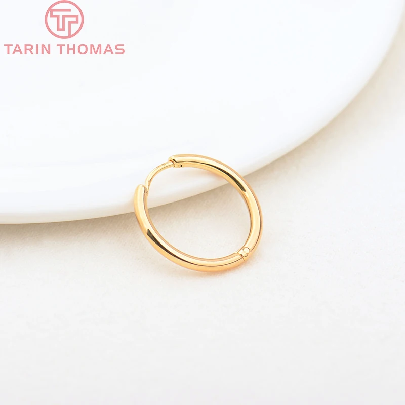 (3754)6PCS 12MM 30MM 24K Gold Color Stainless Steel Round Earring Hoop Earrings Clasps High Quality DIY Jewelry Making Findings