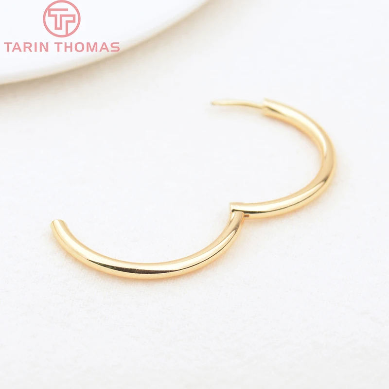 (3754)6PCS 12MM 30MM 24K Gold Color Stainless Steel Round Earring Hoop Earrings Clasps High Quality DIY Jewelry Making Findings