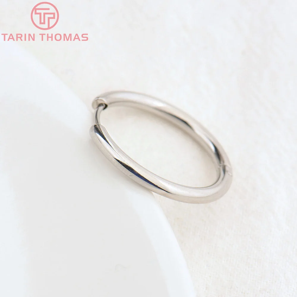 (3754)6PCS 12MM 30MM 24K Gold Color Stainless Steel Round Earring Hoop Earrings Clasps High Quality DIY Jewelry Making Findings