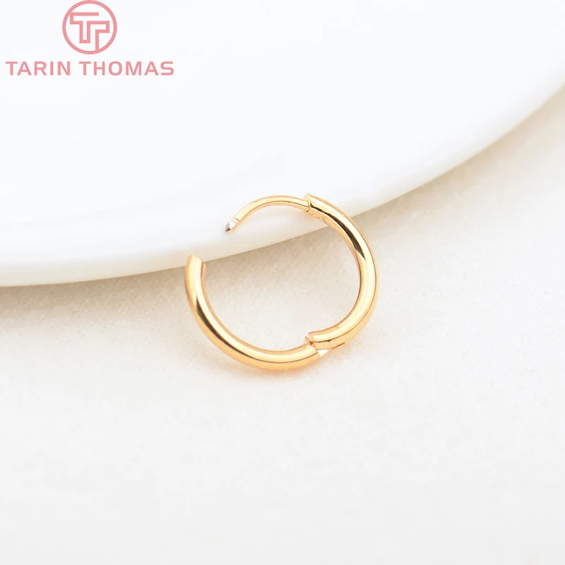 (3754)6PCS 12MM 30MM 24K Gold Color Stainless Steel Round Earring Hoop Earrings Clasps High Quality DIY Jewelry Making Findings