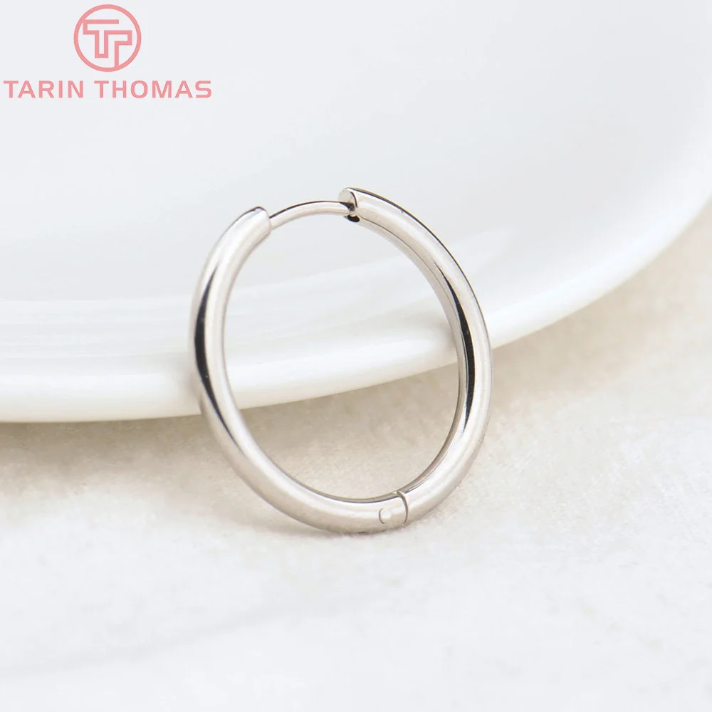 (3754)6PCS 12MM 30MM 24K Gold Color Stainless Steel Round Earring Hoop Earrings Clasps High Quality DIY Jewelry Making Findings