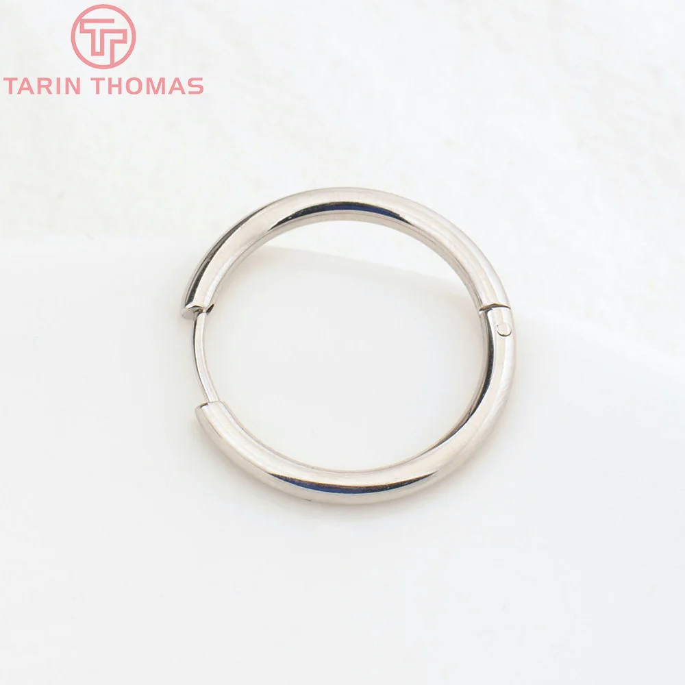 (3754)6PCS 12MM 30MM 24K Gold Color Stainless Steel Round Earring Hoop Earrings Clasps High Quality DIY Jewelry Making Findings