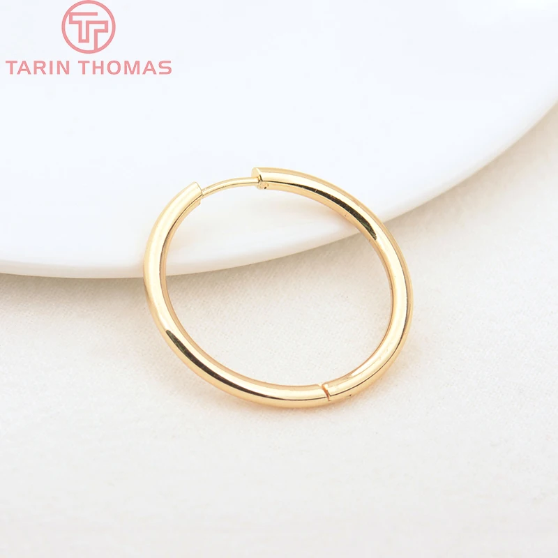 (3754)6PCS 12MM 30MM 24K Gold Color Stainless Steel Round Earring Hoop Earrings Clasps High Quality DIY Jewelry Making Findings