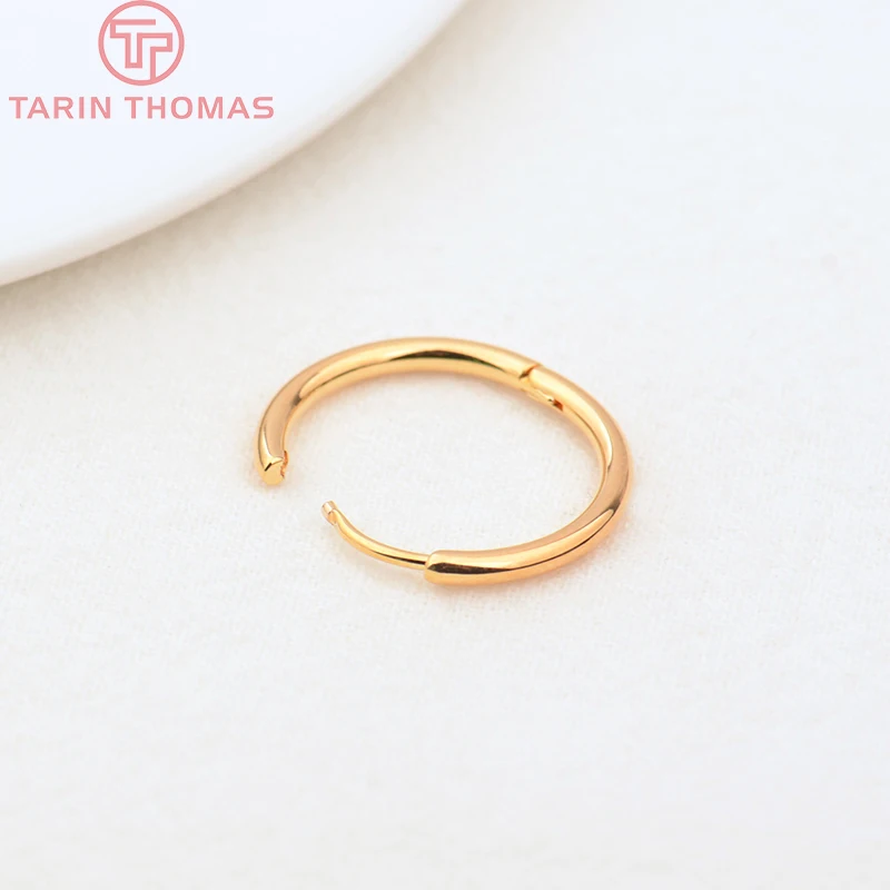 (3754)6PCS 12MM 30MM 24K Gold Color Stainless Steel Round Earring Hoop Earrings Clasps High Quality DIY Jewelry Making Findings