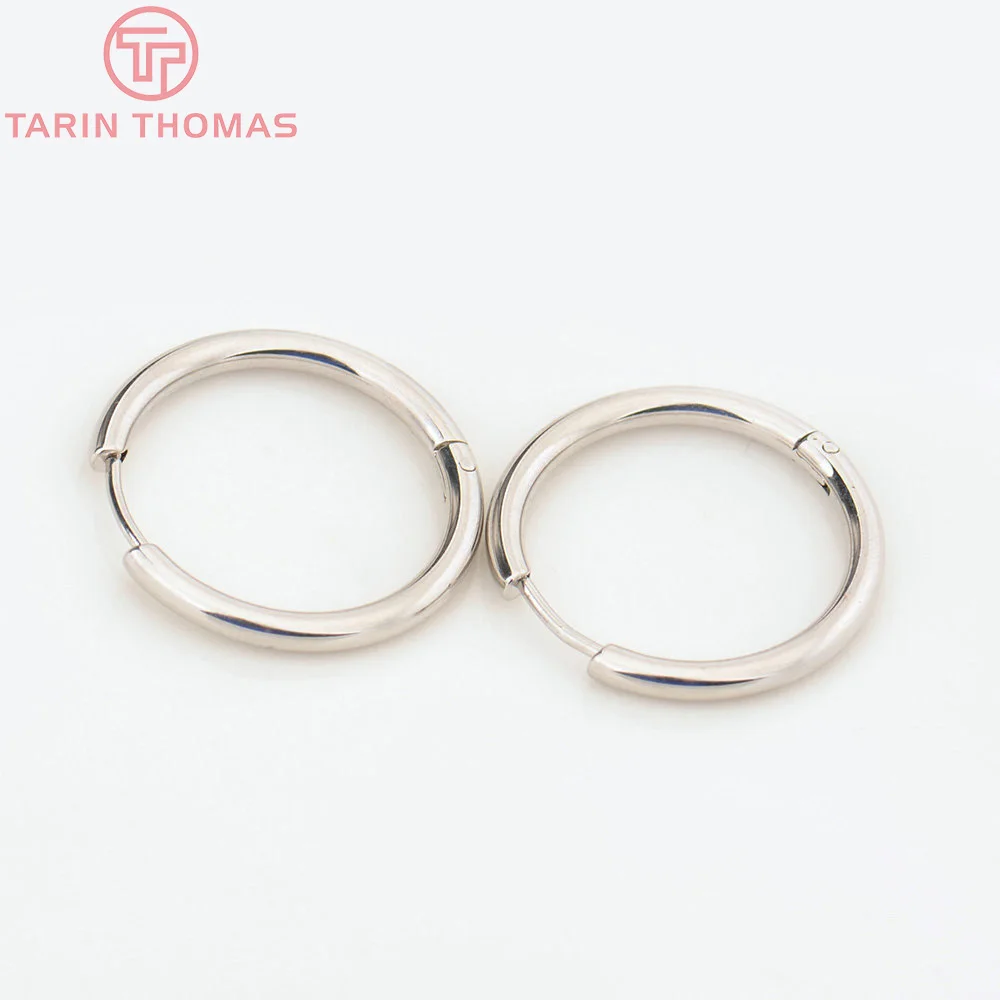 (3754)6PCS 12MM 30MM 24K Gold Color Stainless Steel Round Earring Hoop Earrings Clasps High Quality DIY Jewelry Making Findings