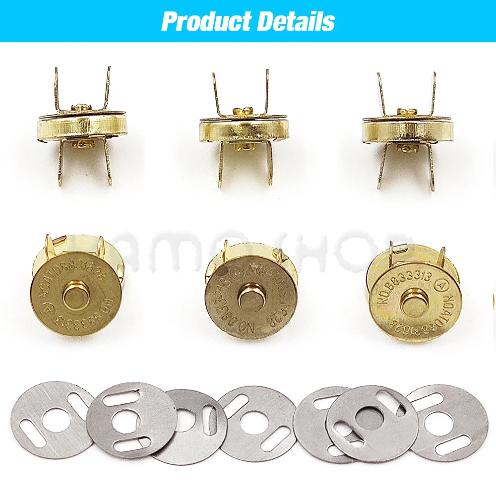 10sets/lot Magnetic Snap Fasteners Clasps Buttons Handbag Purse Wallet Craft Bags Parts Accessories Adsorption Buckle 14mm 18mm