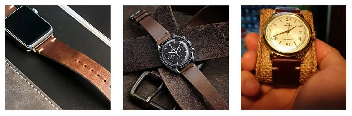 100%  Genuine Leather Watch Bands With Quick Release Horween CXL Cowhide Vintage Wrist Strap For Men 22mm18mm19mm20mm