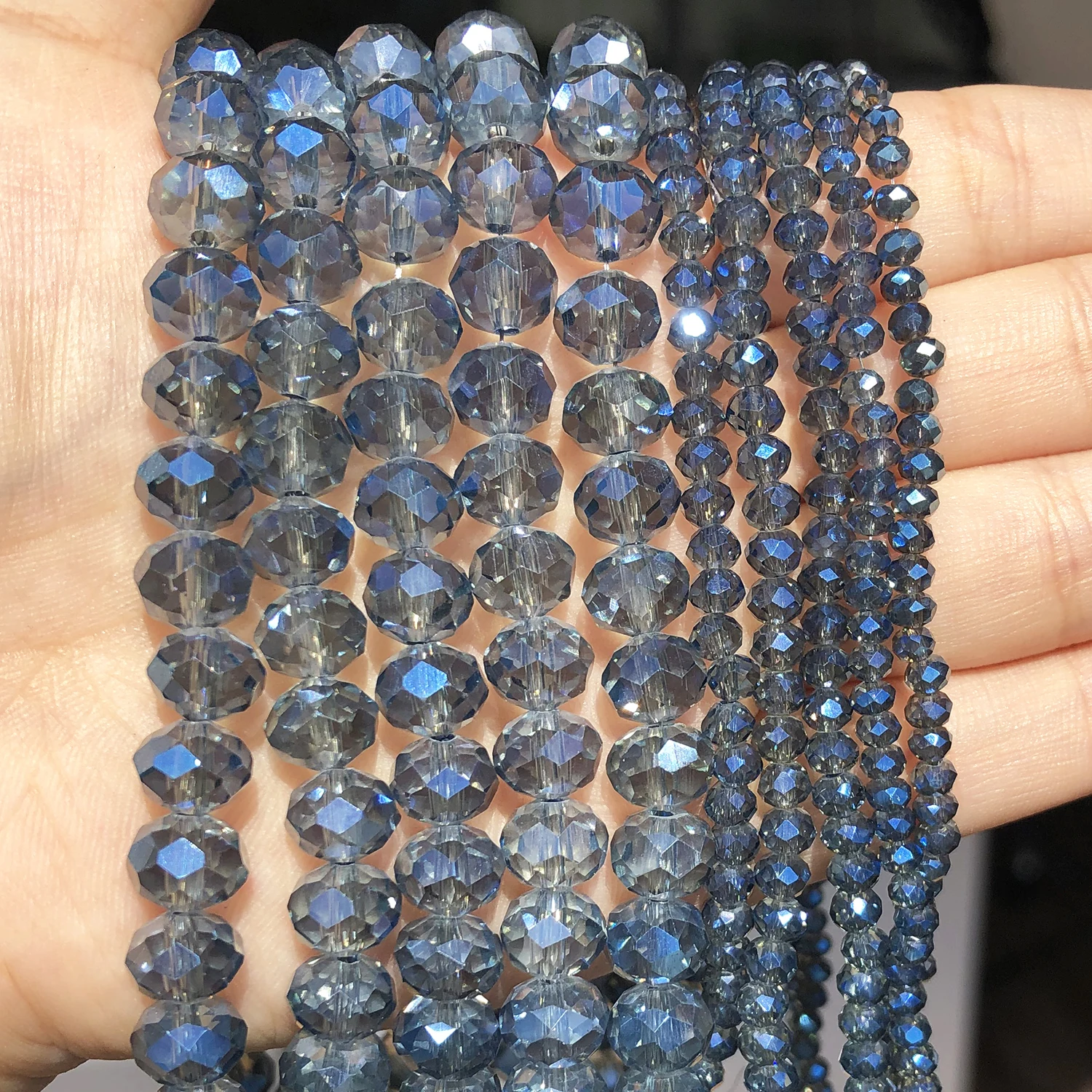 Clear Blue Faceted Austria Crystal Glass Beads 3 4 6 8mm Loose Rondelle Spacer Beads for Jewelry Making Diy Bracelet 15''inches