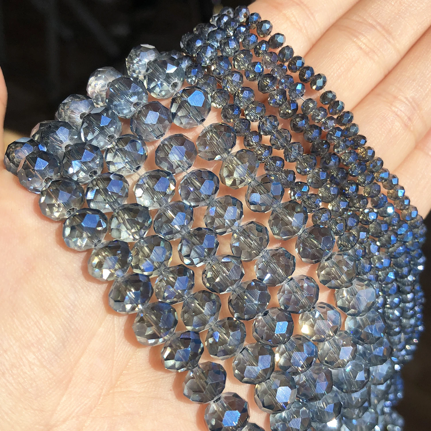 Clear Blue Faceted Austria Crystal Glass Beads 3 4 6 8mm Loose Rondelle Spacer Beads for Jewelry Making Diy Bracelet 15''inches