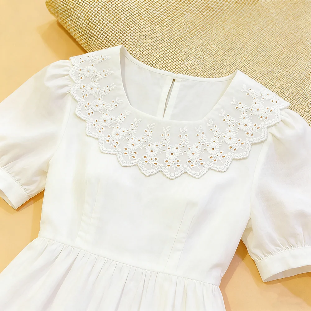 1Y Flower Hollow 11CM Wide Cotton Cloth Lace Trim Fabric Clothes Accessories Cuffs Skirt Hem