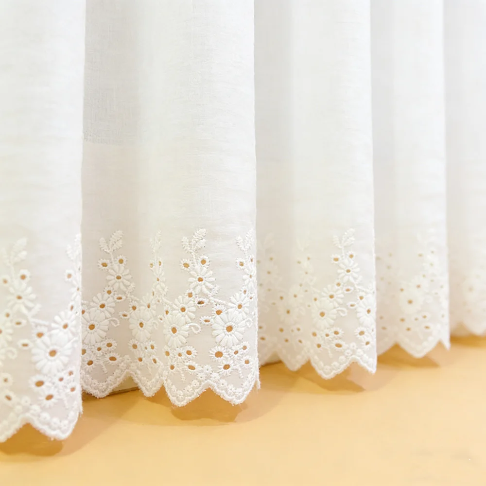 1Y Flower Hollow 11CM Wide Cotton Cloth Lace Trim Fabric Clothes Accessories Cuffs Skirt Hem