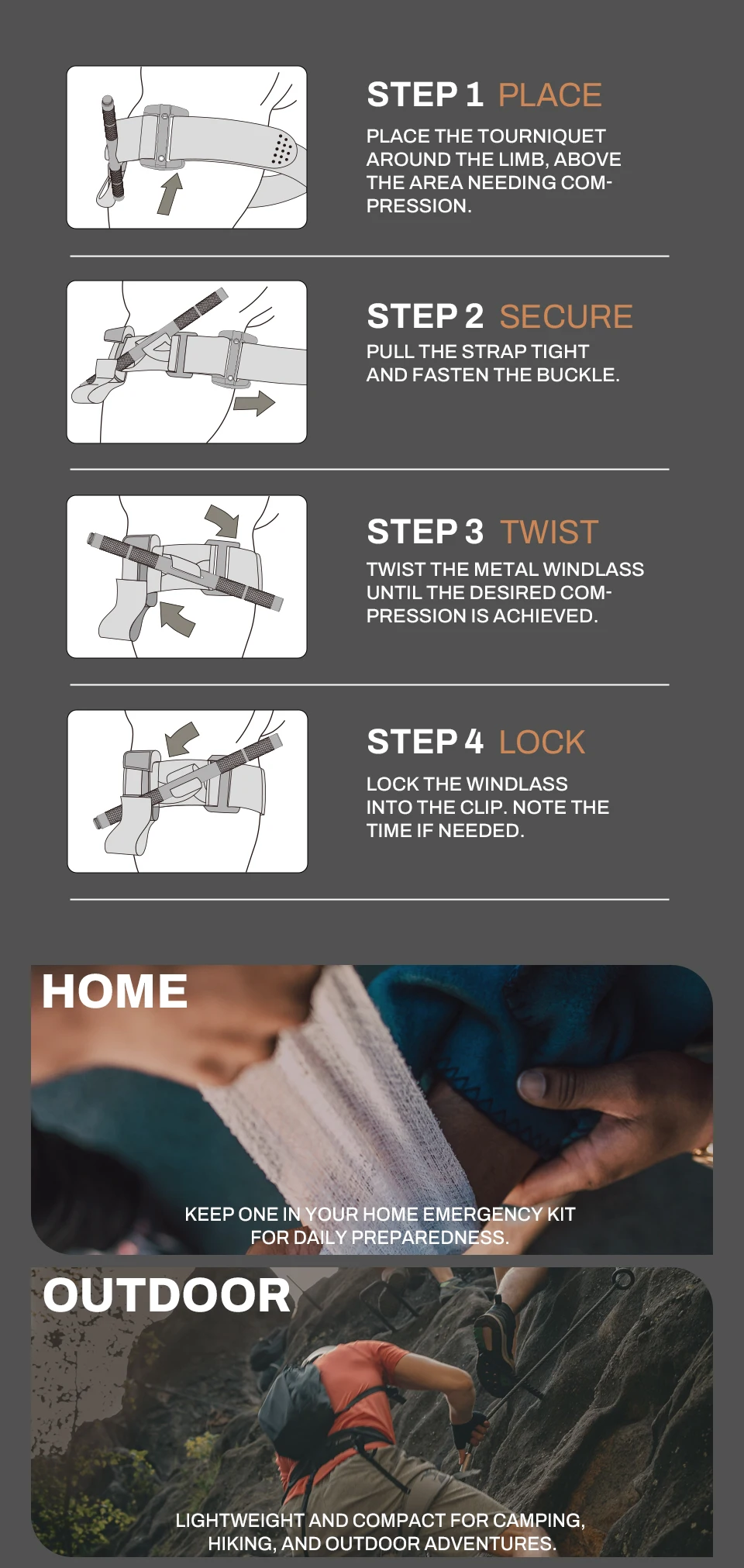 RHINO RESCUE Tourniquet Reinforced Metal Windlass, Heavy Duty Emergency Compression Device for First Aid IFAK