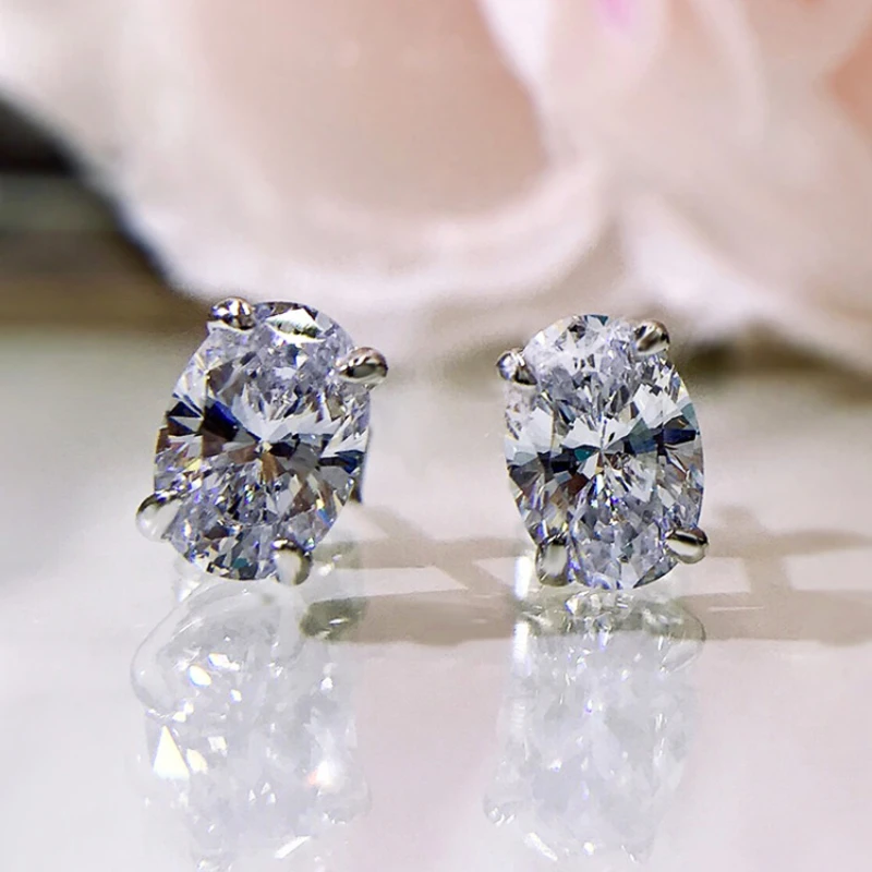 CAOSHI Simple Shiny Oval-shaped CZ Earrings for Female Graceful Lady Versatile Accessories Classical Elegance Women's Jewelry