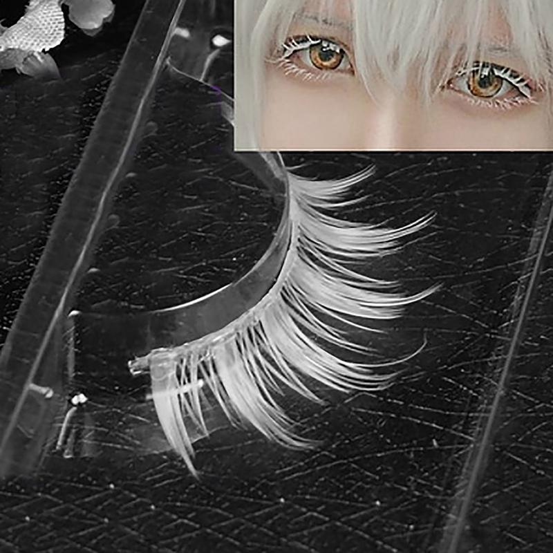 Cosplay Makeup Natural Looking Clear Root White Long Thick Cross False Eyelashes