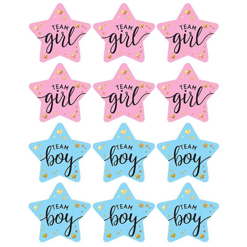 60/120pcs Team Boy Team Girl Stickers Boy or Girl Sticker for Gender Reveal Party Decoration Baby Shower Supplies Gift Box Label