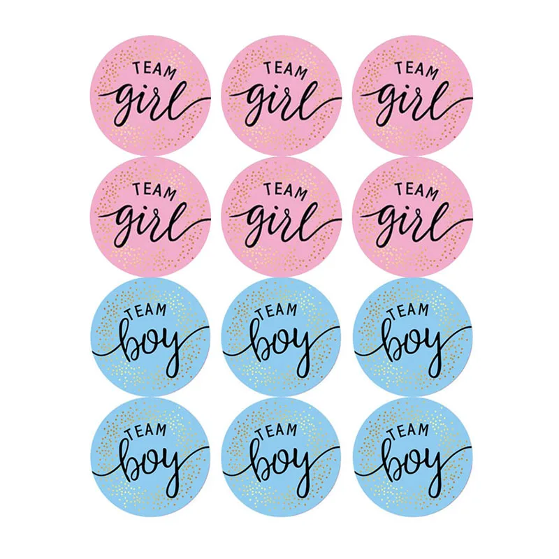 60/120pcs Team Boy Team Girl Stickers Boy or Girl Sticker for Gender Reveal Party Decoration Baby Shower Supplies Gift Box Label