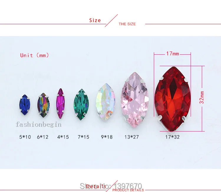 All size 24-colors Navette crystal glass Flatback sew on rhinestone stones montees silver claw button for jewelry DIY Garment