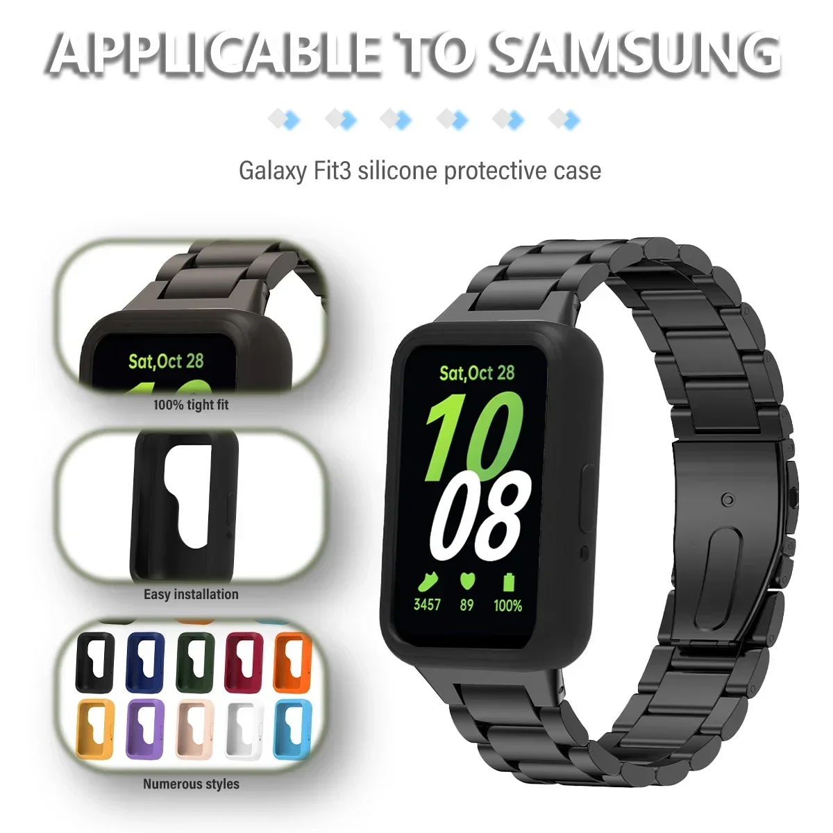 Soft Silicone Case for Samsung Galaxy Fit 3 Watch Candy Color Full Coverage Protective Cover for Galaxy Watch Fit 3 Accessories