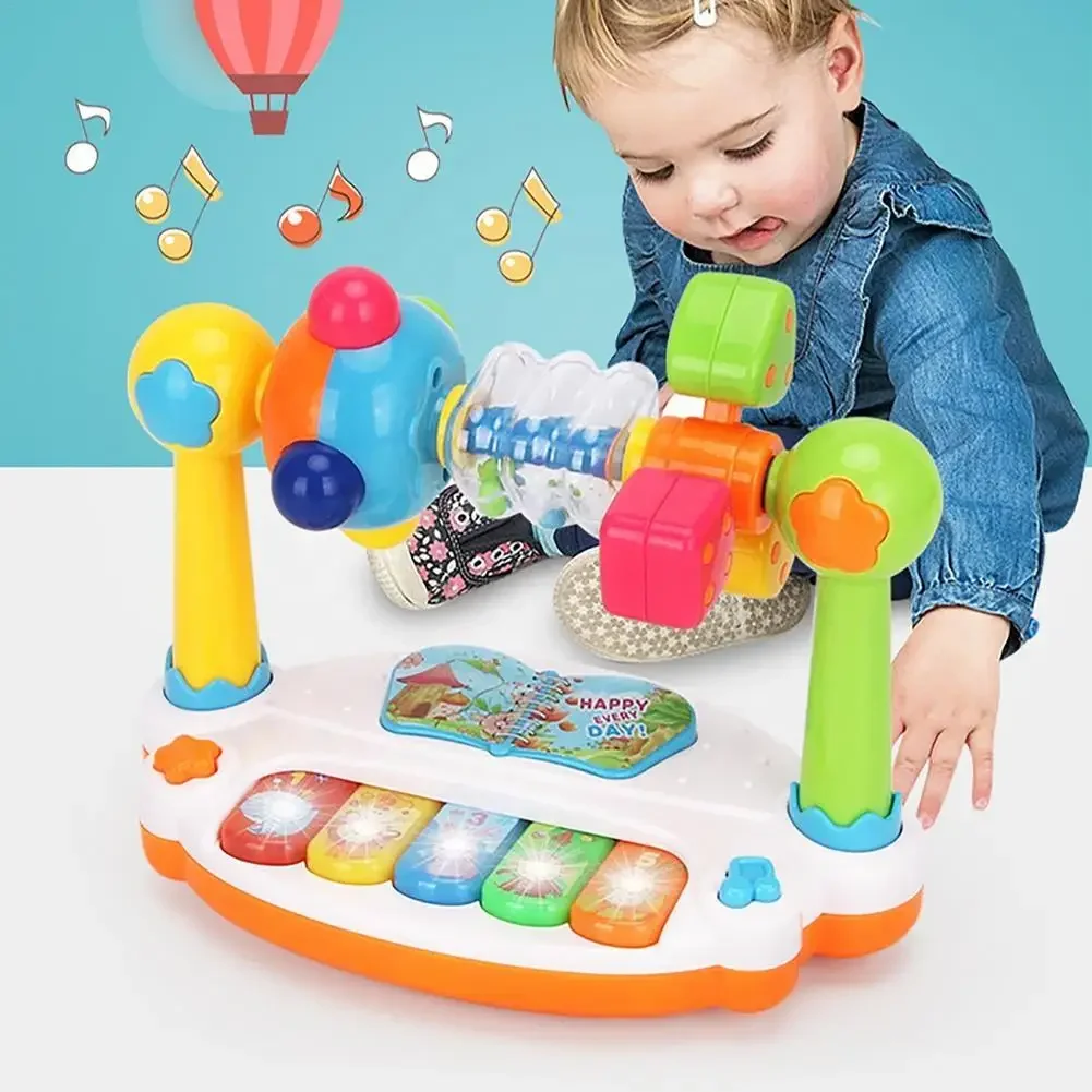 Kids Rotating Music Piano Keyboard with Light Sound Baby Piano Toys Musical Toys for Toddlers Early Educational Music Toy Gifts