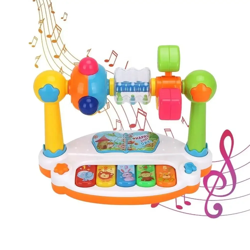 Kids Rotating Music Piano Keyboard with Light Sound Baby Piano Toys Musical Toys for Toddlers Early Educational Music Toy Gifts
