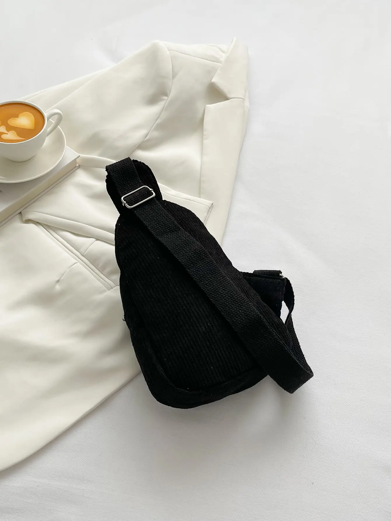Chest bag corduroy women's chest bag casual lightweight waist bag Korean style versatile pure color extra soft crossbody small bag simple corduroy shoulder crossbody bag