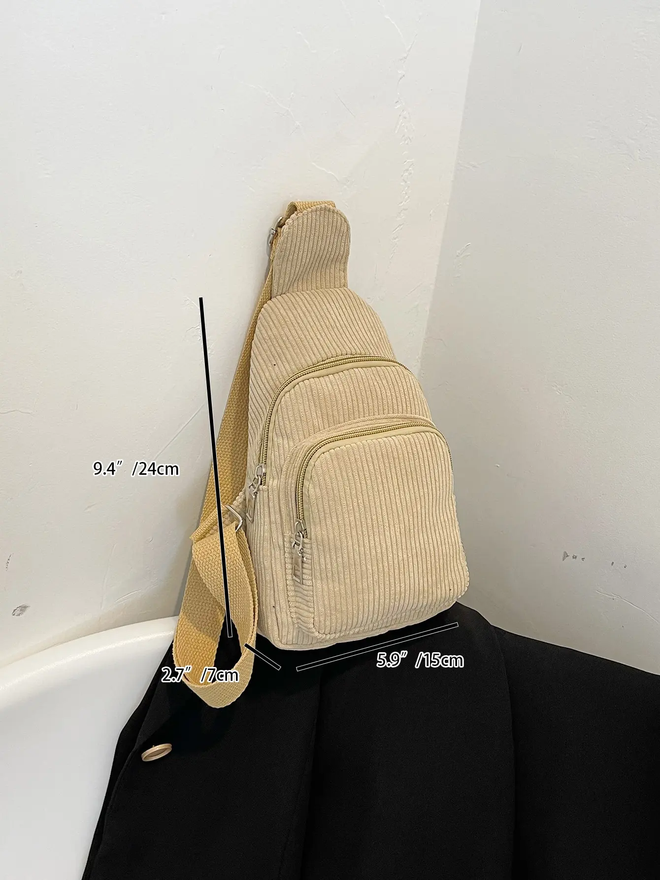 Chest bag corduroy women's chest bag casual lightweight waist bag Korean style versatile pure color extra soft crossbody small bag simple corduroy shoulder crossbody bag