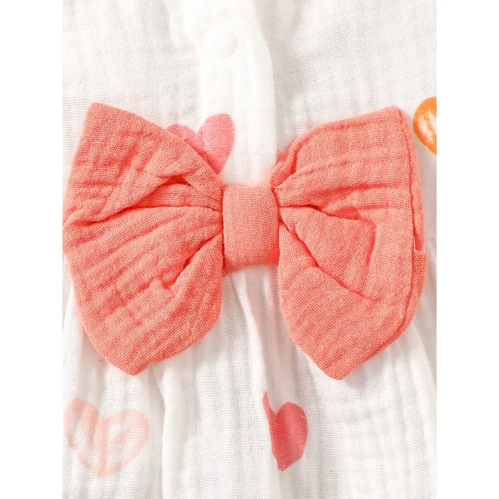 Newborn Baby Girl Sweet Cotton Dress Sleeveless Love Pattern Dress+Hat 2PCS Summer Beach Clothing for Infant Girl 0-9 Months