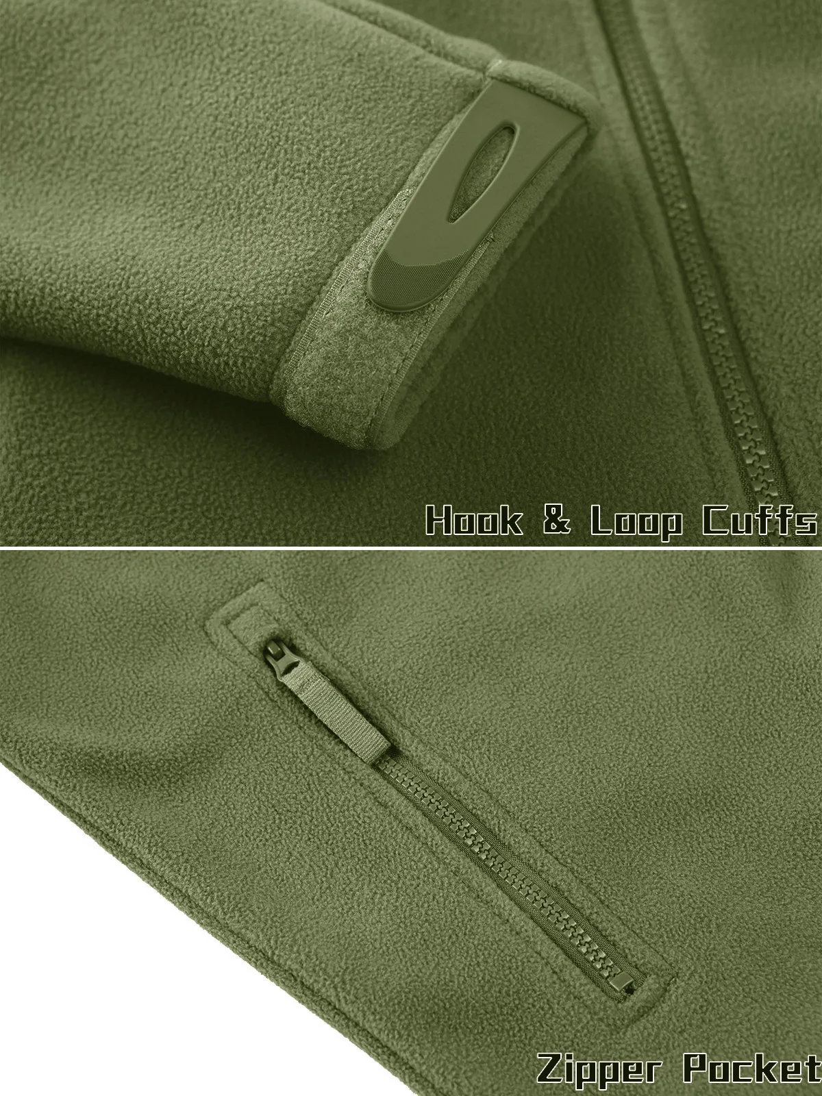 TACVASEN Men's Fleece Jacket Soft Warmth Windproof Full Zip Up Coat Multiple Zipper Pockets Hiking Working Outdoors Windbreaker