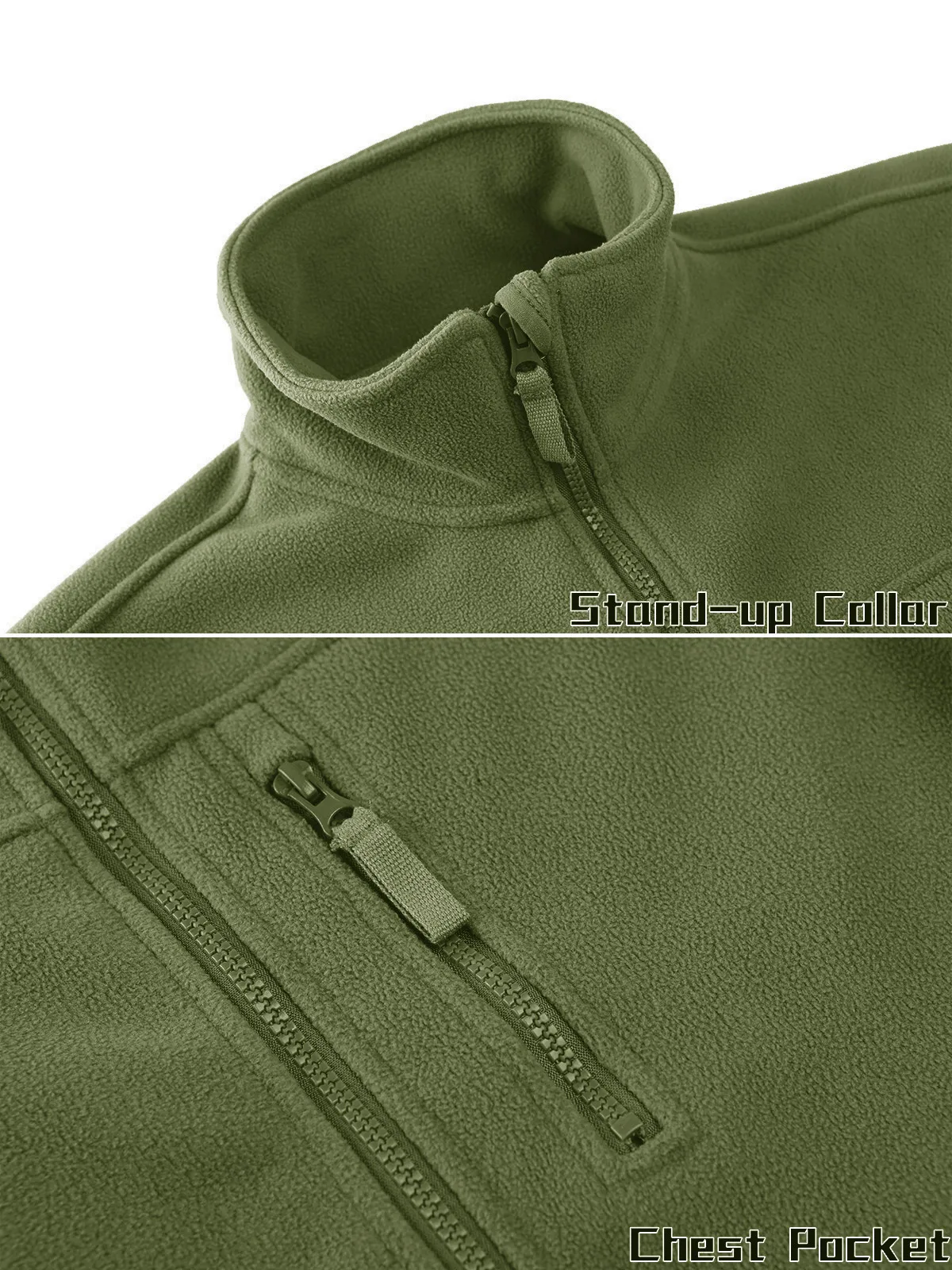 TACVASEN Men's Fleece Jacket Soft Warmth Windproof Full Zip Up Coat Multiple Zipper Pockets Hiking Working Outdoors Windbreaker