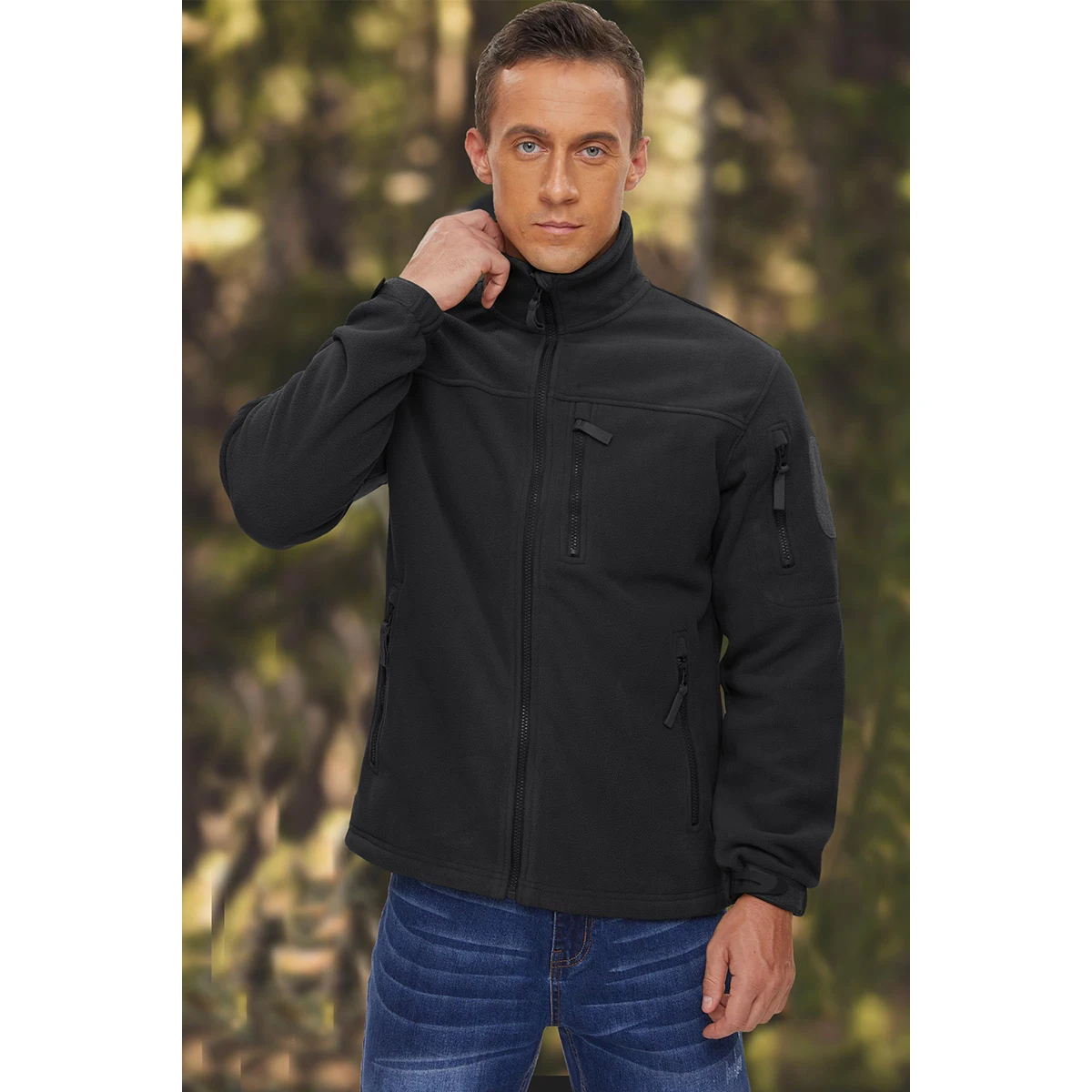 TACVASEN Men's Fleece Jacket Soft Warmth Windproof Full Zip Up Coat Multiple Zipper Pockets Hiking Working Outdoors Windbreaker