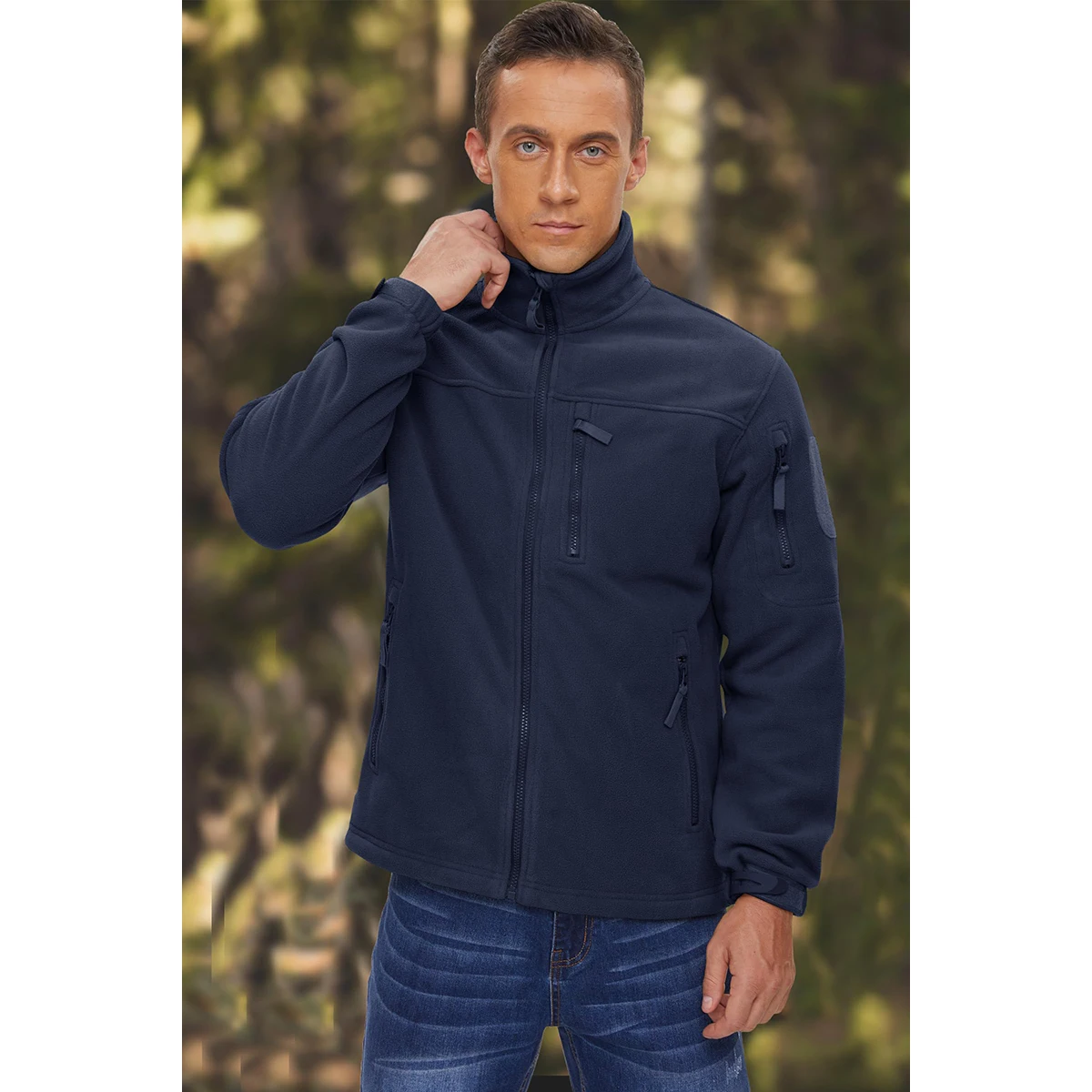 TACVASEN Men's Fleece Jacket Soft Warmth Windproof Full Zip Up Coat Multiple Zipper Pockets Hiking Working Outdoors Windbreaker