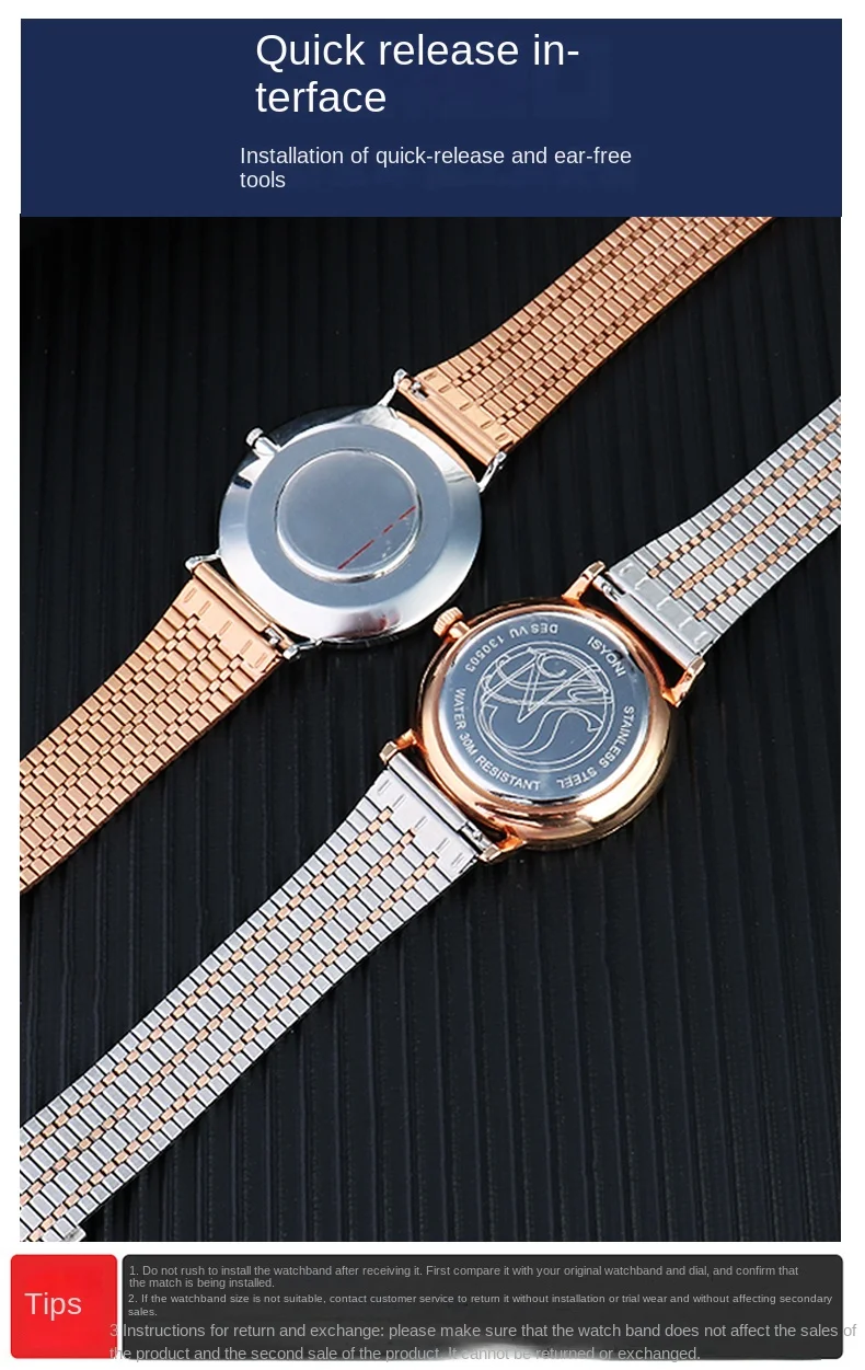 Quick Release watchband For Longines TISSOT Casio watch Strap bracelet Thin Stainless steel metal men's women's 18mm 20mm 22mm