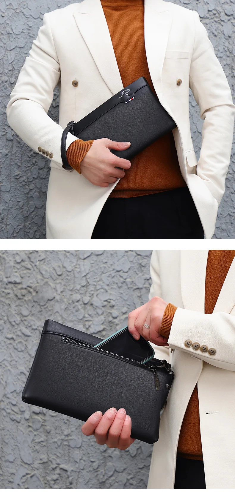 Luxury Brand Business Men Wallet Leather Man Clutch Bag Coins Pocket Purse Casual Envelope Long Wallets Luxury Handbag for Phone
