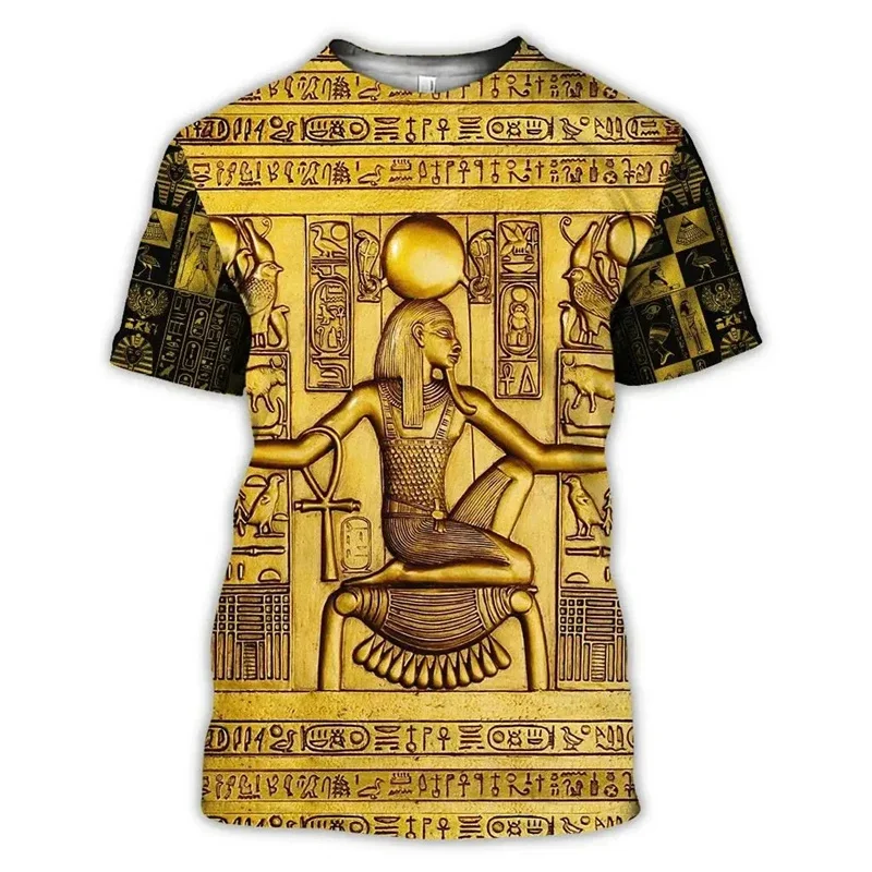 Ancient Egyptian Pattern T Shirt For Men Pharaoh 3D Printed T-Shirts Casual Streetwear Oversized O-Neck Women Loose Tops Tees