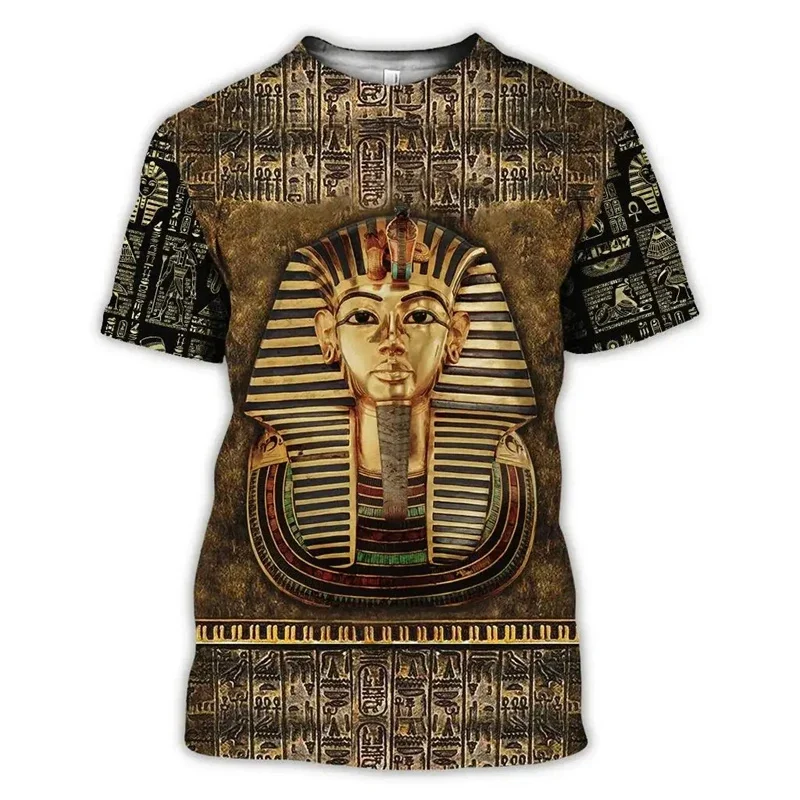 Ancient Egyptian Pattern T Shirt For Men Pharaoh 3D Printed T-Shirts Casual Streetwear Oversized O-Neck Women Loose Tops Tees