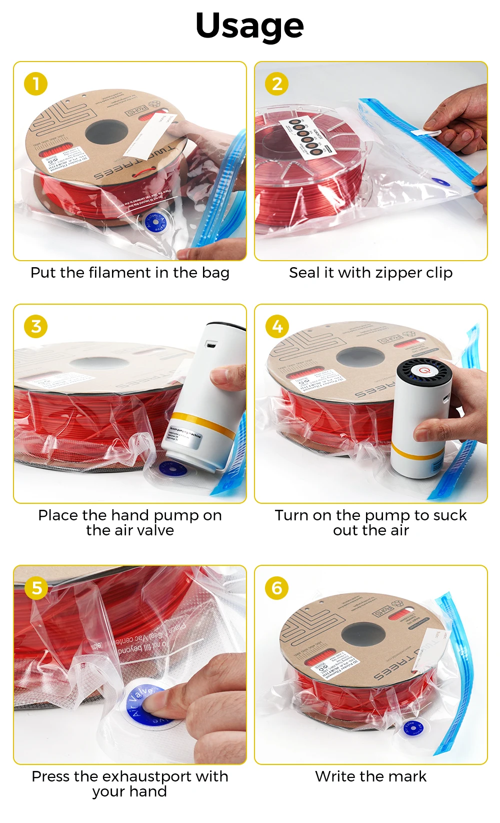 3D Printing Dry Filament Storage Bag 3D Filament Vacuum Bag for PLA/ABS/TPU Humidity Resistant Reel Bag 3D Printer Accessories