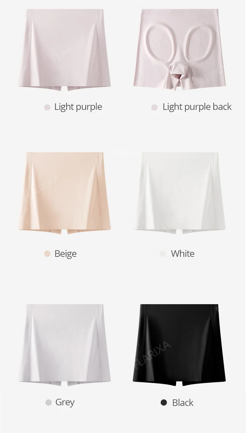 Flarixa Ice Silk Safety Shorts Double Layer Invisible Under Skirt Panties Seamless Boyshorts Women Underwear Anti Friction Pants