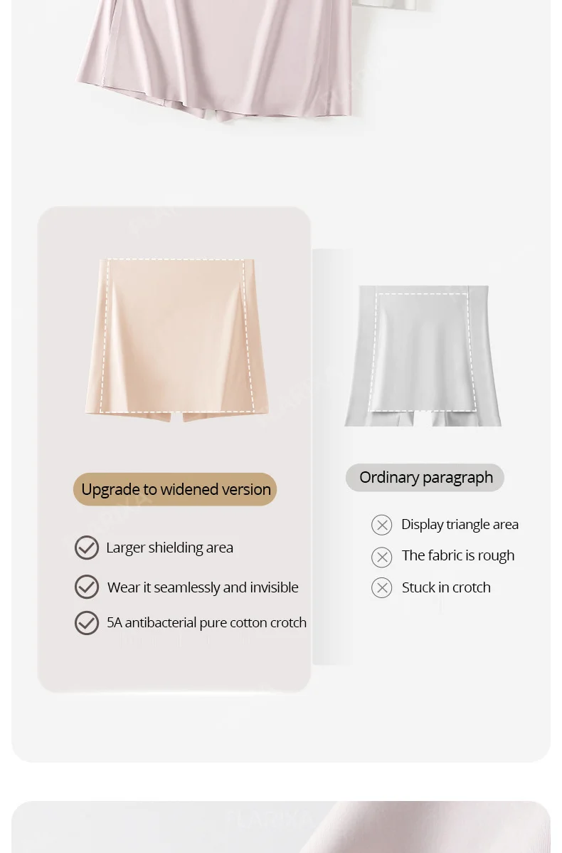 Flarixa Ice Silk Safety Shorts Double Layer Invisible Under Skirt Panties Seamless Boyshorts Women Underwear Anti Friction Pants