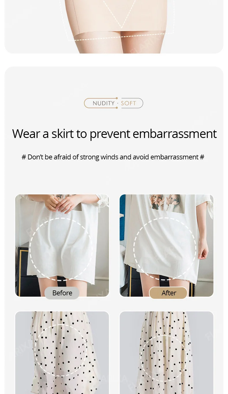 Flarixa Ice Silk Safety Shorts Double Layer Invisible Under Skirt Panties Seamless Boyshorts Women Underwear Anti Friction Pants