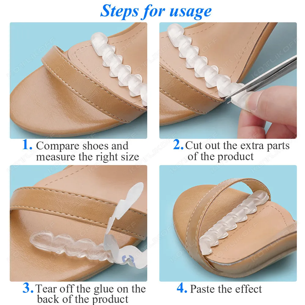 Silicone Pads for Women's Shoes Non-slip Inserts Self-adhesive Forefoot Heel Gel Insoles for Heels Sandals Anti-Slip Foot Pad