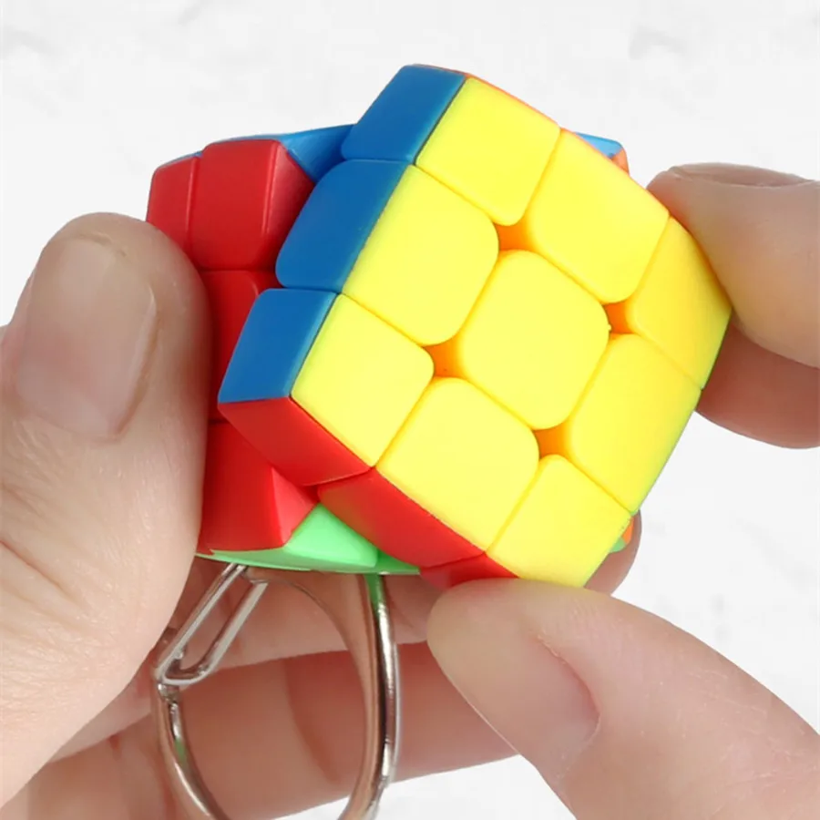 Sengso Key Chain 3x3 Mini Magic Cube 3x3 Bread Magic Tower KeyChain Backpack Decoration Cubo Magico Puzzle Toy Children Gift